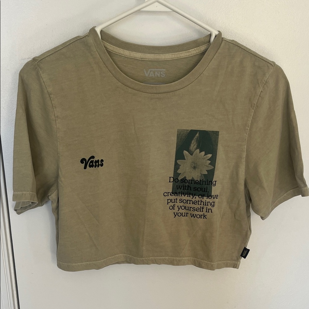 NWT Vans light olive green Graphic Crop Tee